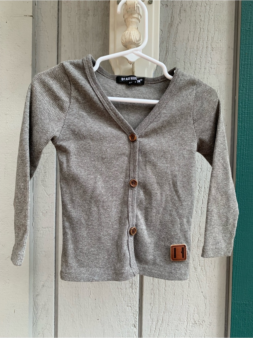 Beau Hudson Kids Gray Ribbed Button Cardigan